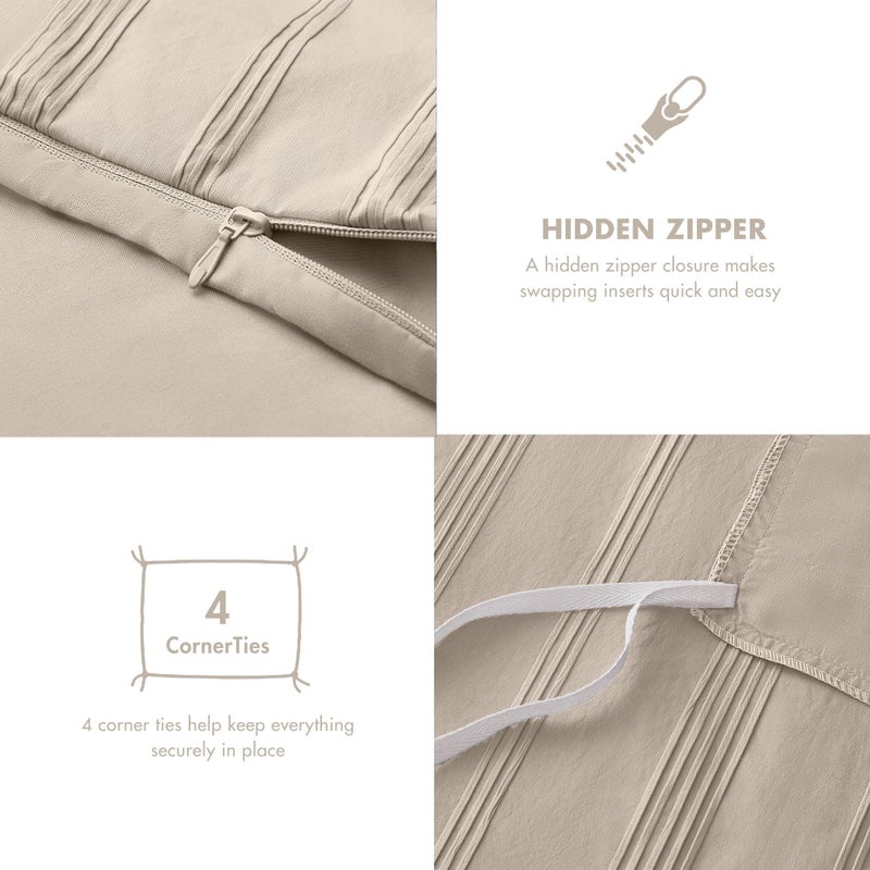 Madison Park Essentials Striped Duvet Cover Set King, Modern Minimalist Bedding Set with Premium Jacquard Stripe, 3 Pieces Duvet Cover Reversible with Zipper Closure & Corner Ties,Neutral - Image 5