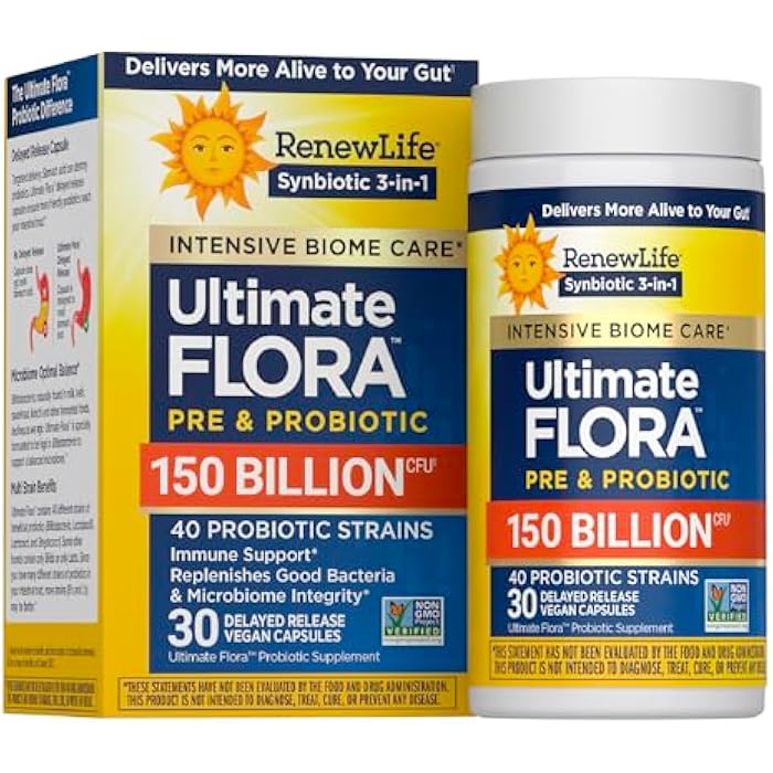Renew Life Ultimate Flora Adult Ultimate Care Probiotic, 150 Billion, 30 Caps (Package May Vary) - Image 1