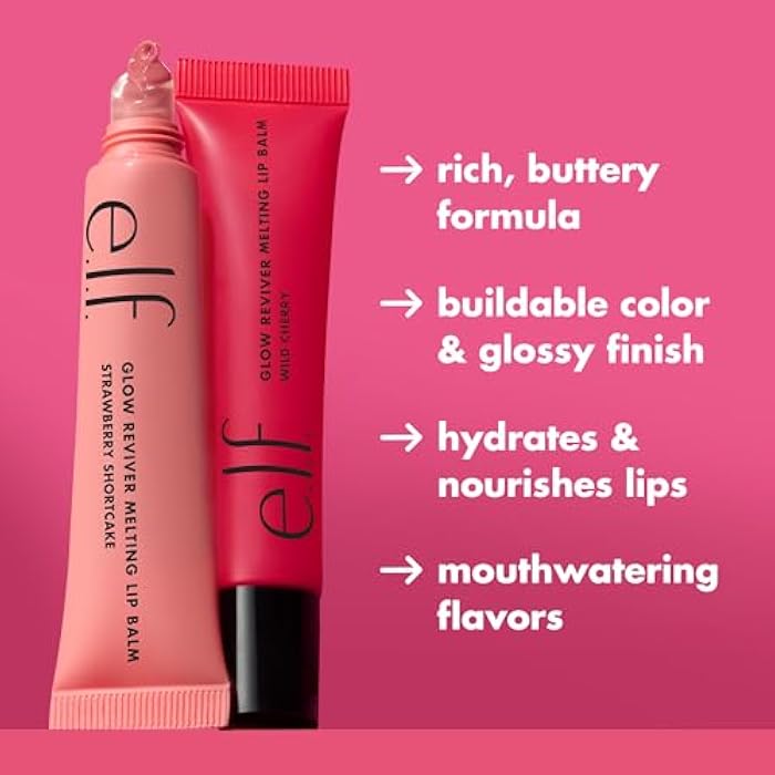 elf e.l.f. Glow Reviver Melting Lip Balm, Hydrating Tinted Lip Balm For A Glossy Finish & Soft, Supple Lips, Vegan & Cruelty-Free, Strawberry Shortcake - Image 3