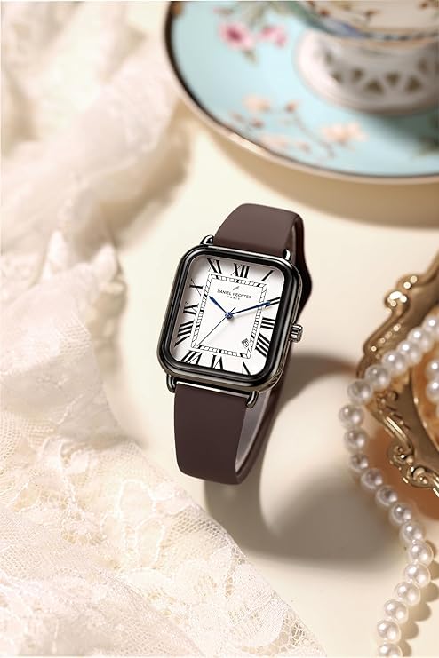 Daniel Hechter Plaisance Collection Square Watch for Women - White dial, Roman Numerals with Minimalist Design - Image 3