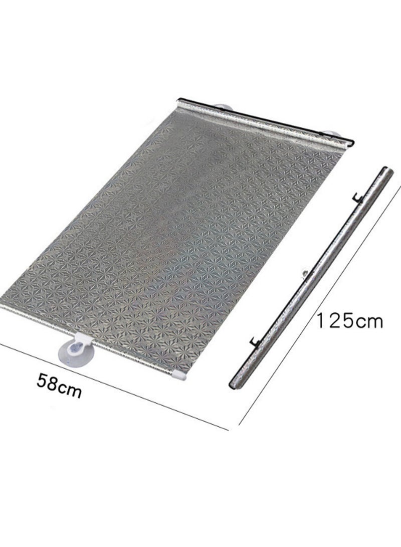 58*125 Silver 【3 Suction Cups Included】 Retractable Car Sunshade, Large Windshield Sunshade, Protective Automatic Roller Blind Sunshade, Suitable For Small Business, Medium, Suv, Large Truck - Image 2