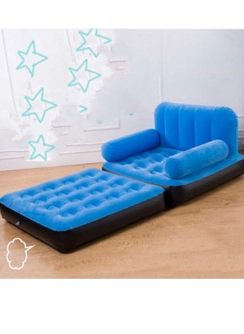 Inflatable Sofa Multifunctional Inflatable Sofa Bed Inflatable Lounger Air Chair Sofa Bed Inflatable Leisure Sofa Chair Soft and Comfortable Foldable Design for Indoor Outdoor Use product color Blue