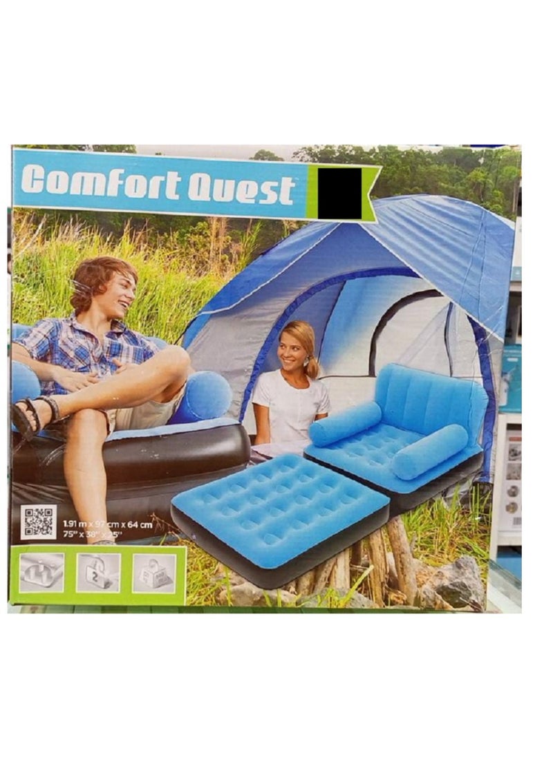 Inflatable Sofa Multifunctional Inflatable Sofa Bed Inflatable Lounger Air Chair Sofa Bed Inflatable Leisure Sofa Chair Soft and Comfortable Foldable Design for Indoor Outdoor Use product color Blue