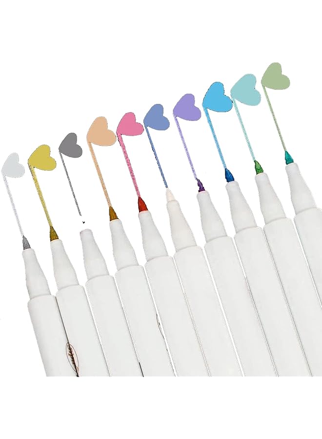Metallic Markers Painting Pen Set Of 10 Colors Calligraphy Pen For Card Making Drawing Lettering Coloring Wine Glass
