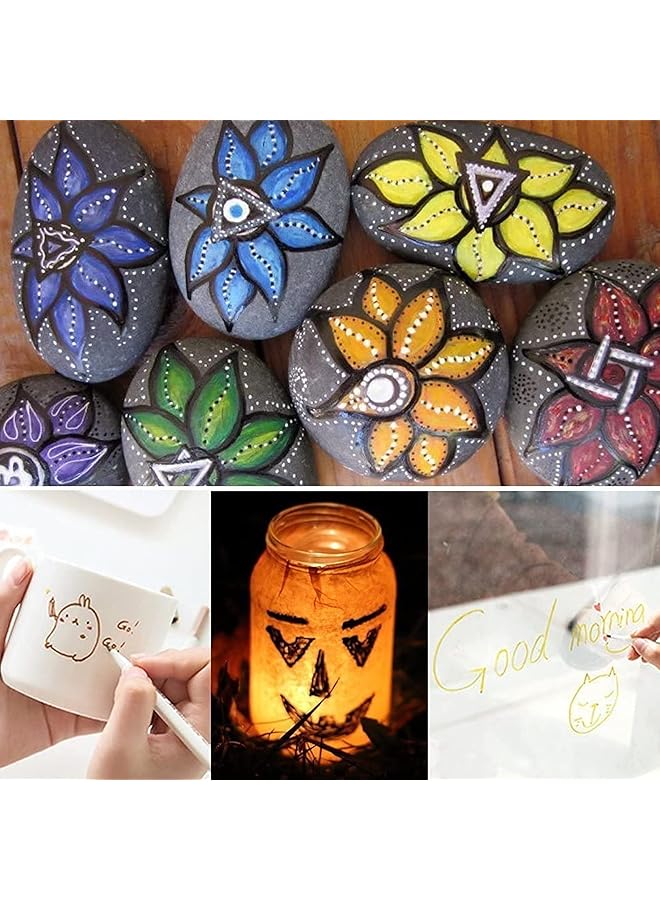 Metallic Markers Painting Pen Set Of 10 Colors Calligraphy Pen For Card Making Drawing Lettering Coloring Wine Glass