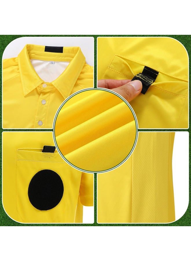 ZhouBoat Soccer Referee Kit, 6 Pcs Soccer Referee Shirt Jersey Umpire Uniform Football Referee Costume for Adult Teenager, Yellow, L - Image 5