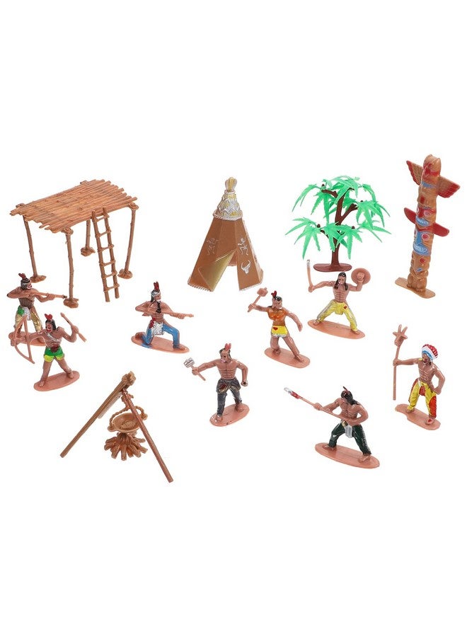 NUOBESTY Plastic Indians Figures Playset, Native American Indians Action Figurines and Accessories for Miniature Sandbox Decoration - Image 4