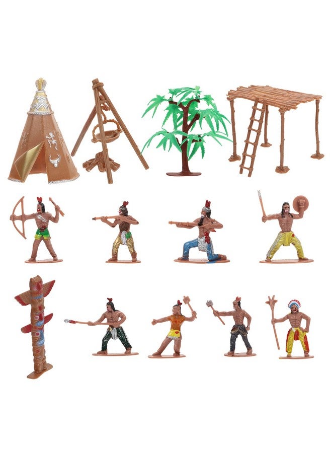 NUOBESTY Plastic Indians Figures Playset, Native American Indians Action Figurines and Accessories for Miniature Sandbox Decoration - Image 2