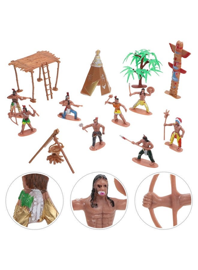 NUOBESTY Plastic Indians Figures Playset, Native American Indians Action Figurines and Accessories for Miniature Sandbox Decoration - Image 3