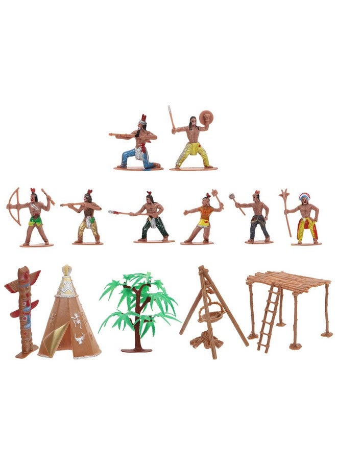 NUOBESTY Plastic Indians Figures Playset, Native American Indians Action Figurines and Accessories for Miniature Sandbox Decoration - Image 5