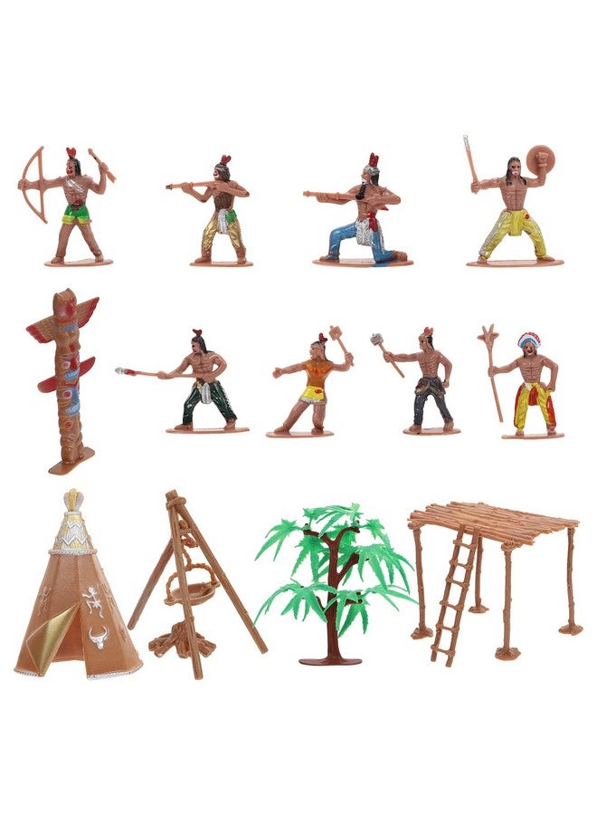 NUOBESTY Plastic Indians Figures Playset, Native American Indians Action Figurines and Accessories for Miniature Sandbox Decoration - Image 1