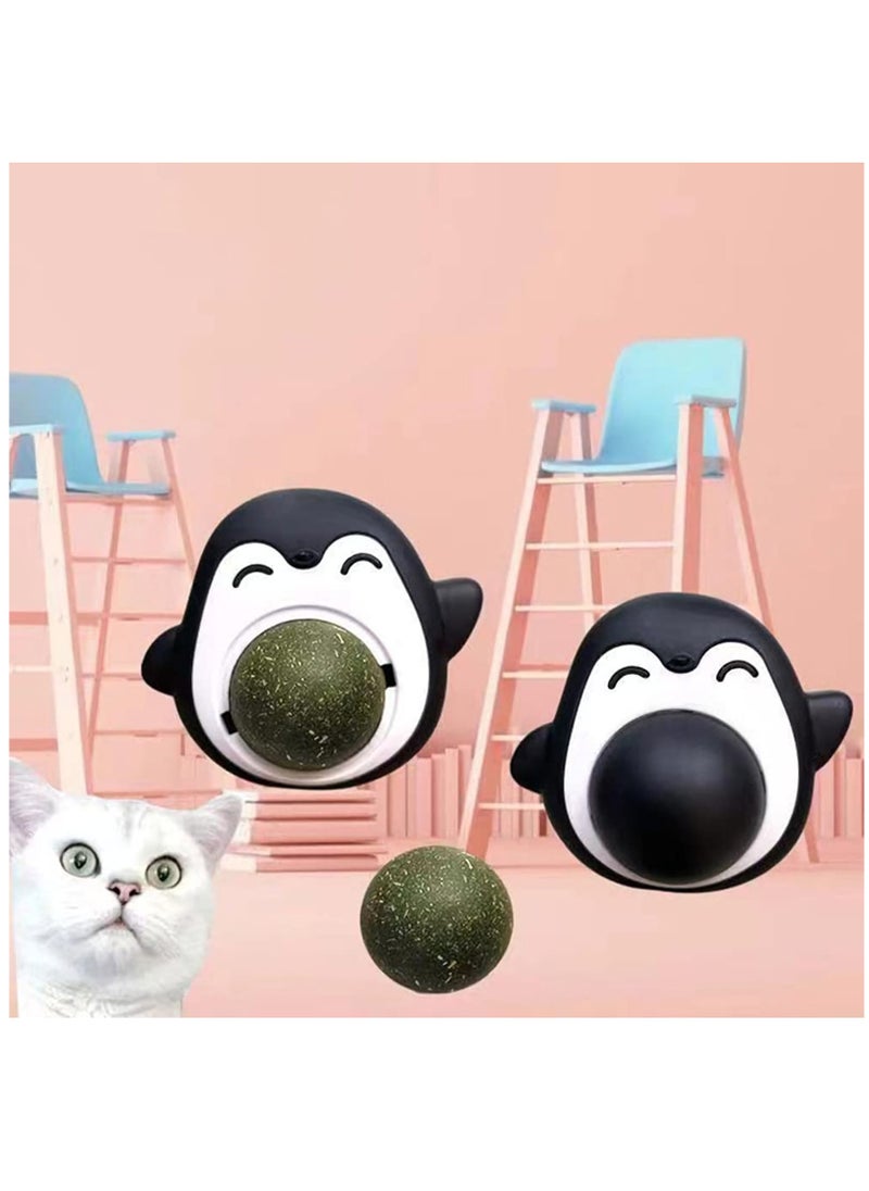 SYOSI - 3PCS Penguin Catnip Wall Ball Cat Toys Catnip, Snack Healthy Rotatable Treats Toys Kitten Playing Toy, Edible Cat Mint Licking Ball(Catnip & Gall Fruit) - Image 1