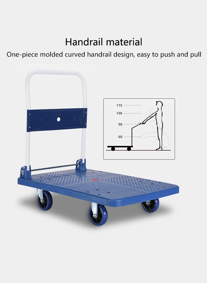 MOZOGOT Foldable Platform Trolley Hand Truck Heavy Duty Capacity Platform Truck 360 Degree Swivel Wheels Foldable Push Hand Cart for Loading and Storage, Warehouse 275KG - Image 4