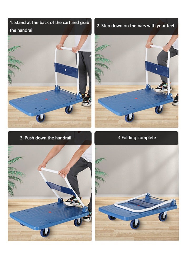 MOZOGOT Foldable Platform Trolley Hand Truck Heavy Duty Capacity Platform Truck 360 Degree Swivel Wheels Foldable Push Hand Cart for Loading and Storage, Warehouse 275KG - Image 5