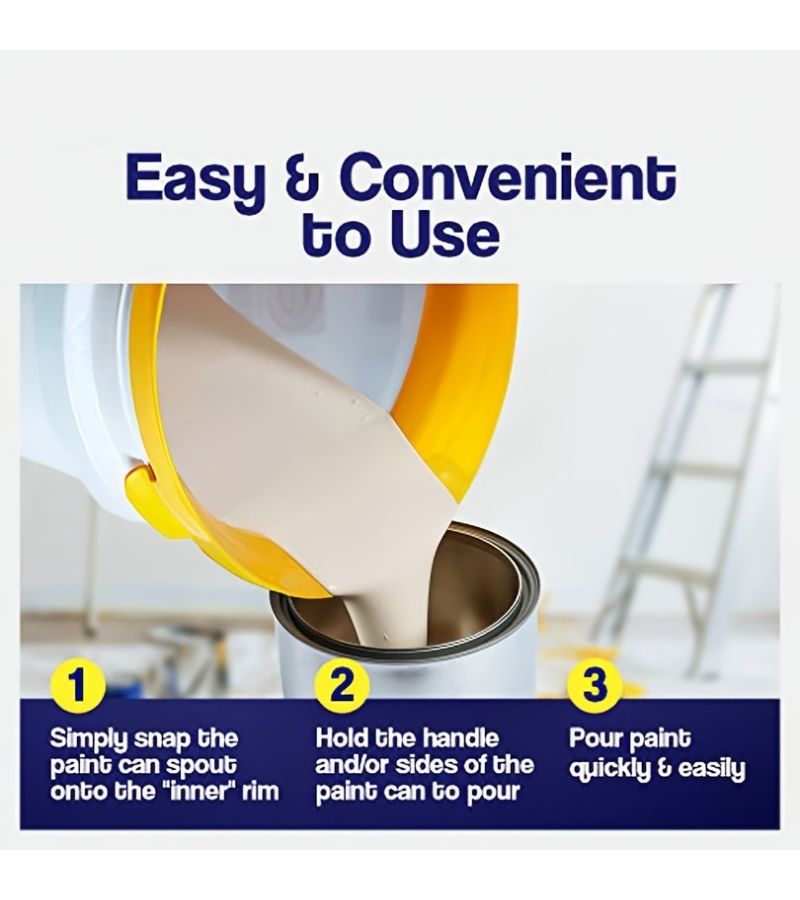 5 Piece Paint Can Spout Set With Brush Holder And Scraper Plastic Yellow Stirrer - Image 2