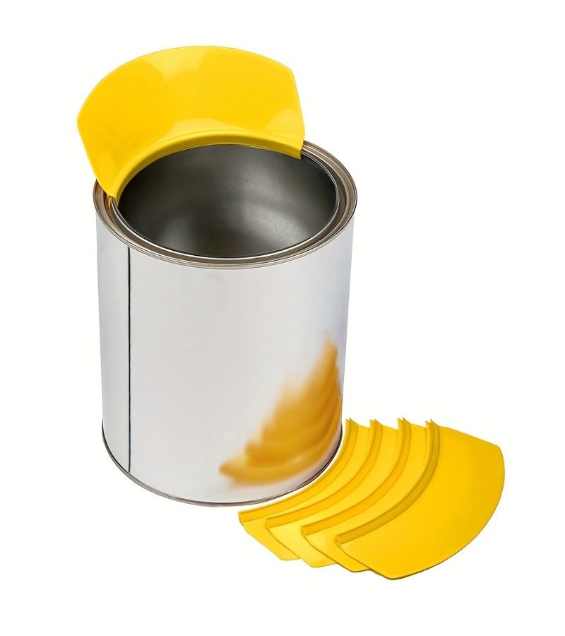 5 Piece Paint Can Spout Set With Brush Holder And Scraper Plastic Yellow Stirrer - Image 1