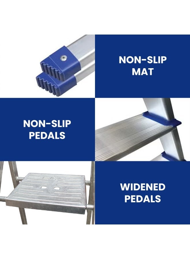 EMC Multi-Purpose Aluminium Folding Ladder for Home & Office – Non-Slip Steps & Safety Feet (6 Step Ladder) - Image 4
