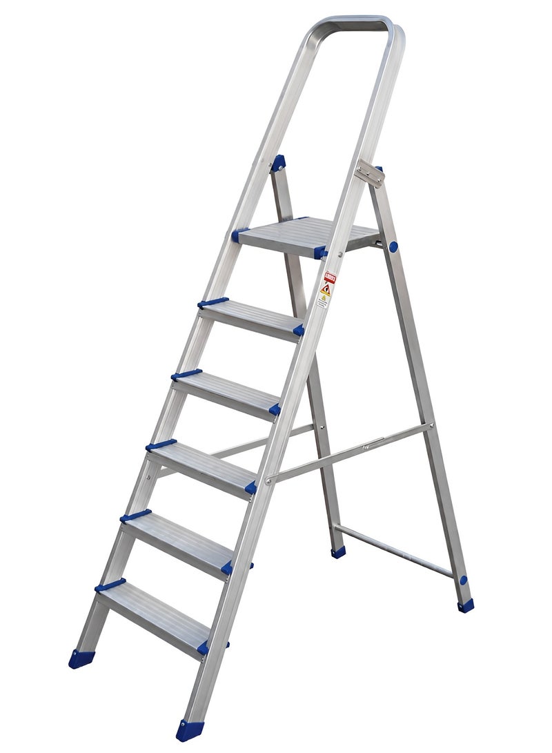 EMC Multi-Purpose Aluminium Folding Ladder for Home & Office – Non-Slip Steps & Safety Feet (6 Step Ladder) - Image 1
