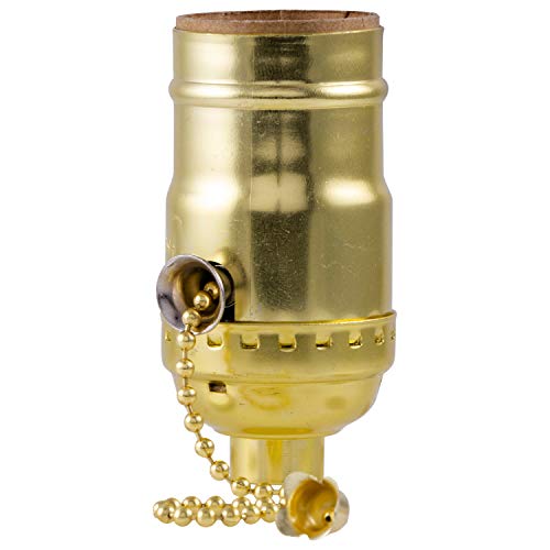 Power Gear Lamp Socket with Pull Chain, Medium Base, For Floor and Table Lamps, DIY Project, UL Listed, Brushed Gold, 52204, 1 Pack - Image 1