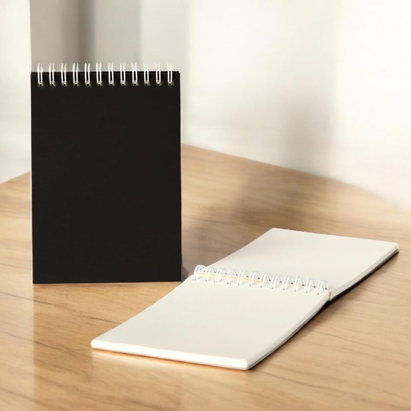 INNAXA A6 Blank Notepad - 100 GSM Paper, Black Cover | Wirebound Pocket Notebook A6 Note Pad Notebook for Notes, Sketching & Ideas 50 Pages (Black, Pack of 6) - Image 3