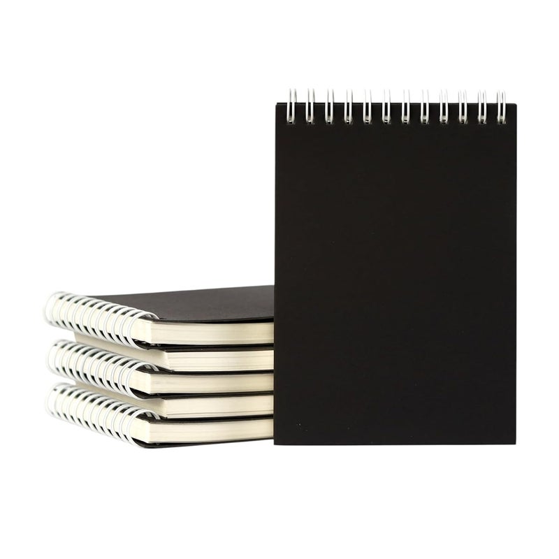 INNAXA A6 Blank Notepad - 100 GSM Paper, Black Cover | Wirebound Pocket Notebook A6 Note Pad Notebook for Notes, Sketching & Ideas 50 Pages (Black, Pack of 6) - Image 1