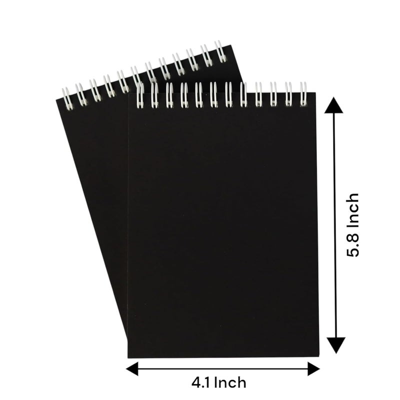 INNAXA A6 Blank Notepad - 100 GSM Paper, Black Cover | Wirebound Pocket Notebook A6 Note Pad Notebook for Notes, Sketching & Ideas 50 Pages (Black, Pack of 6) - Image 2