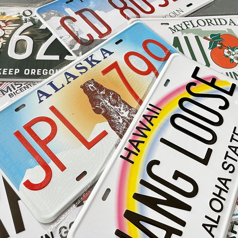 PeisTin Assorted Replica Metal License Plates, Stamped Car Plates, Man Cave Garage Bar Decor (15 pcs) - Image 3