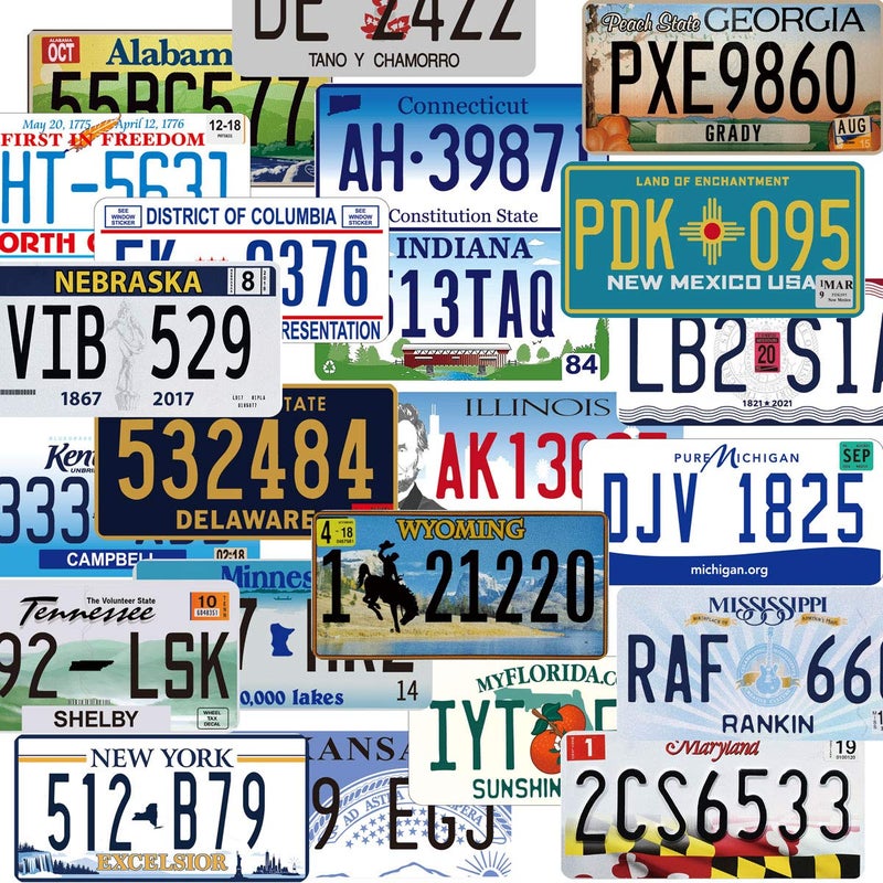 PeisTin Assorted Replica Metal License Plates, Stamped Car Plates, Man Cave Garage Bar Decor (15 pcs) - Image 1