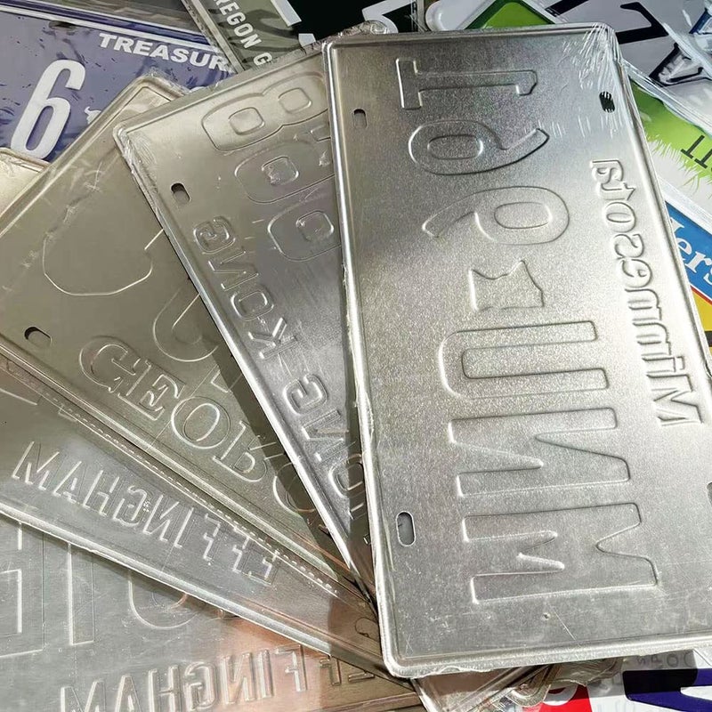 PeisTin Assorted Replica Metal License Plates, Stamped Car Plates, Man Cave Garage Bar Decor (15 pcs) - Image 5