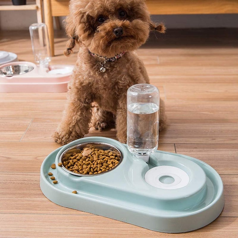 Allmart Cat Dog Food Dish Bowl with Automatic Water Dispenser Kitten Puppy Animal Pets Dual Port Drinking Fountain Feeding Bowls (green) - Image 5