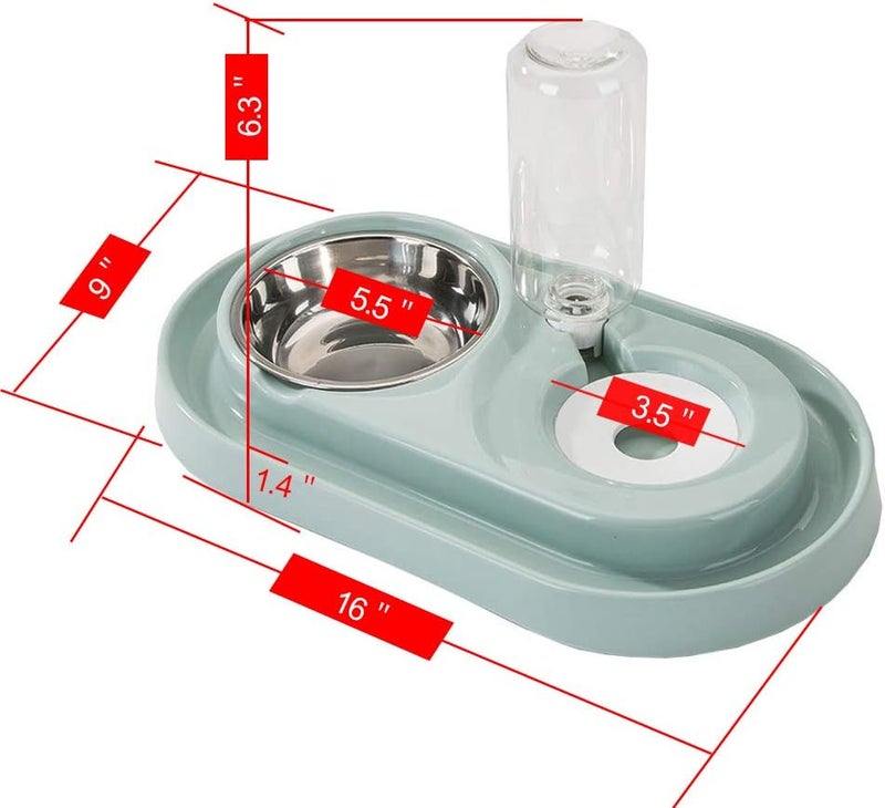 Allmart Cat Dog Food Dish Bowl with Automatic Water Dispenser Kitten Puppy Animal Pets Dual Port Drinking Fountain Feeding Bowls (green) - Image 4