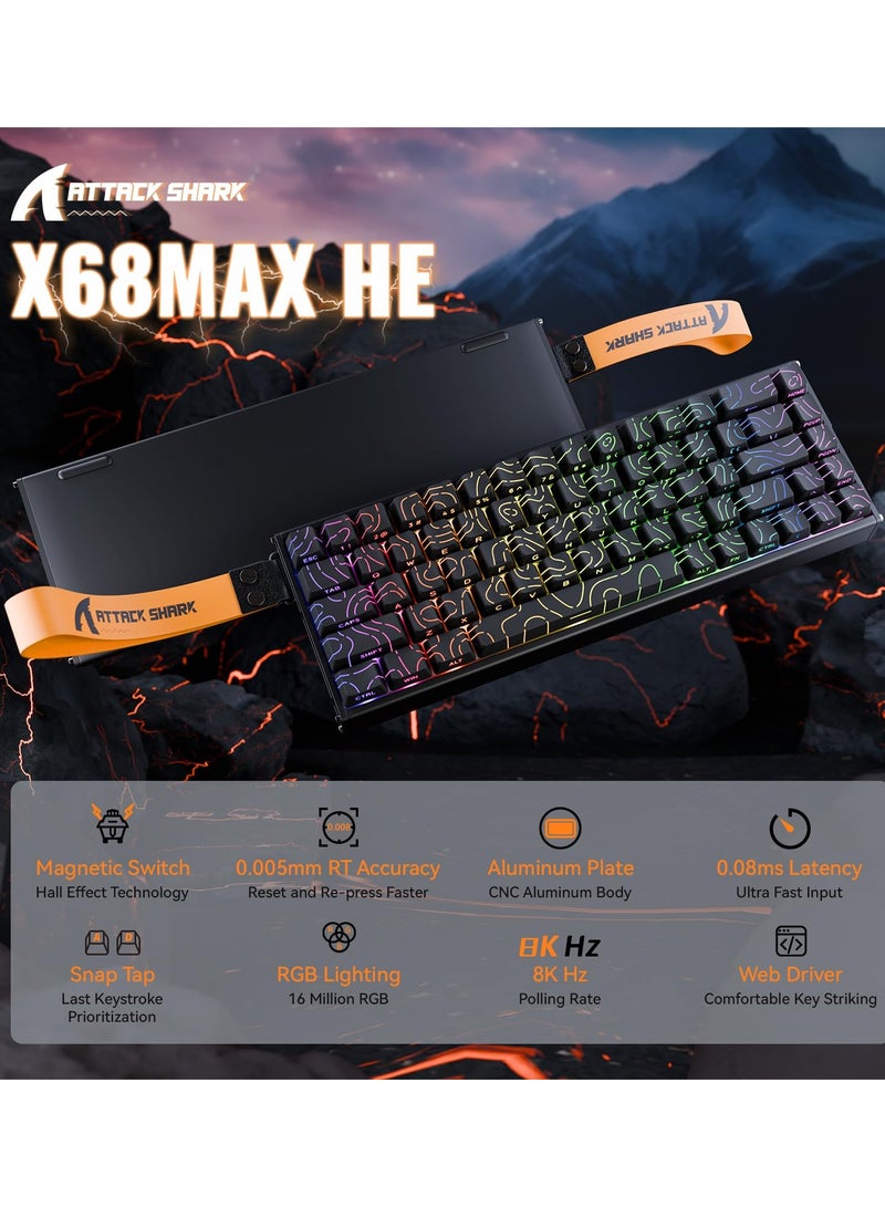 Attack Shark X68MAX Wired Rapid Trigger Mechanical Creamy TKL RGB Gaming Keyboard with Full Aluminum CNC,8K Polling,0.005mm Accuracy,Hall Effect Magnetic Switch,NKRO,Driver for PC(Black Contour)  - Image 2