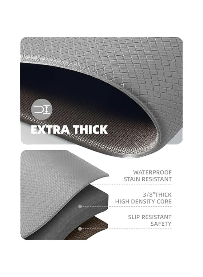 TRASSLE Kitchen Rugs, Kitchen Rug Set 2 Piece Kitchen Runner Rug Kitchen Floor Mat, Cushioned Anti Fatigue Kitchen Mat Non Skid Waterproof Comfort Standing Kitchen Rug  - Image 5