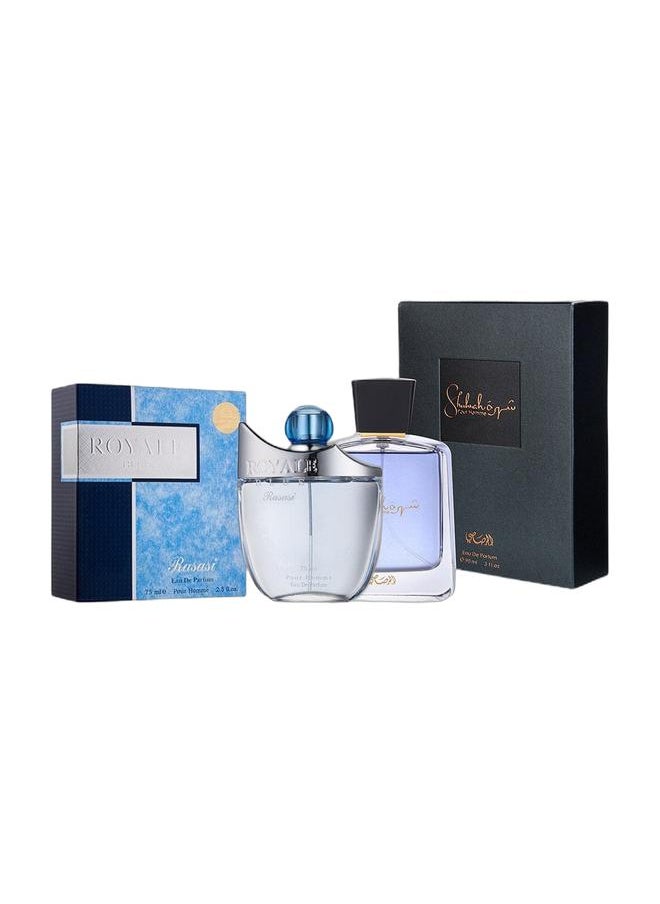 Rasasi Royale Blue EDP Perfume for Men 75ml & Shuhrah Perfume for Men EDP 90ml combo  - Image 1