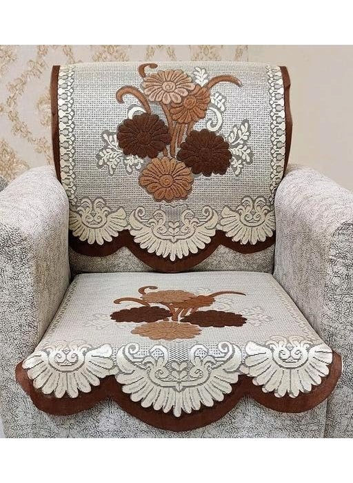 MONKDECOR MONKDECOR Net Cotton Slip Resistant 5 Seater Without Arms Sofa Covers Pack of 6 Pieces Suitable for 311 Size69x27 Inches BlackBerry Brown  - Image 3
