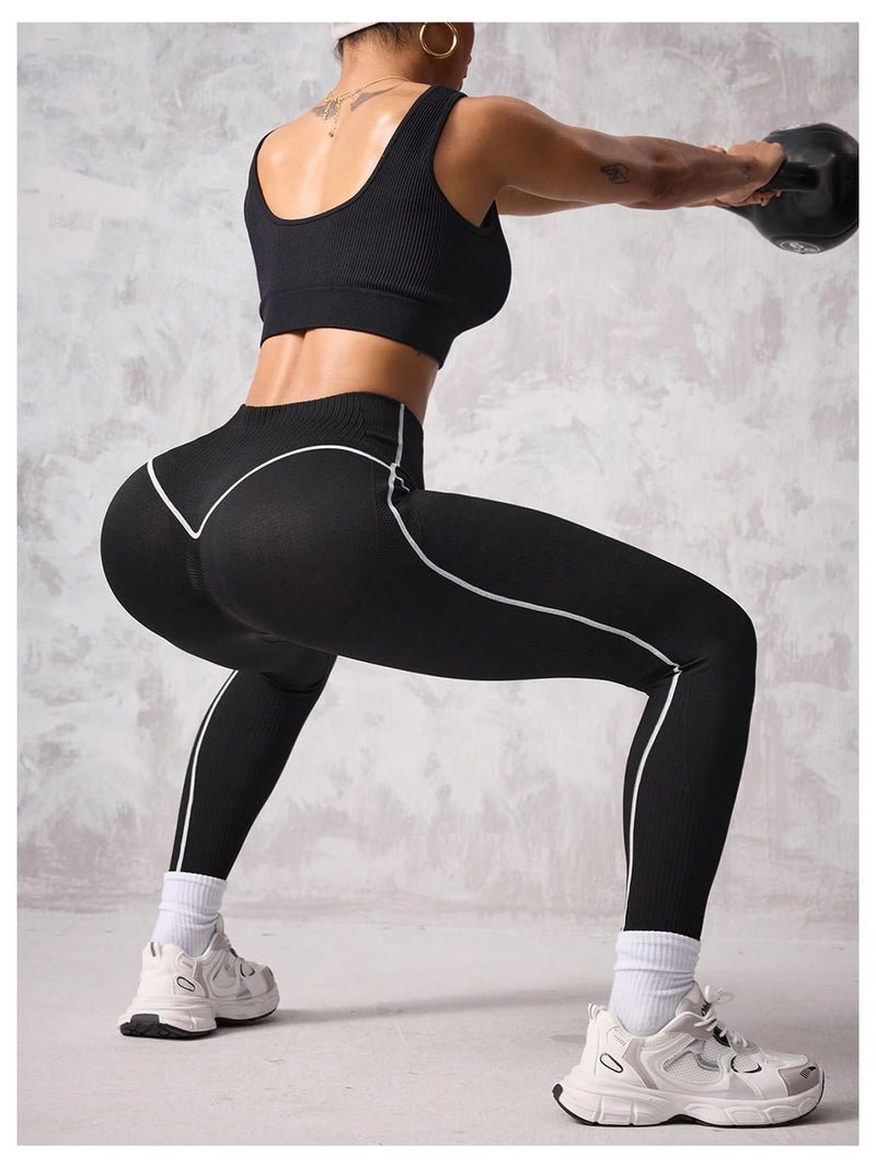 Verdusa Women's High Waisted Leggings Tummy Control Butt Lifting Workout Sports Skinny Pants Black Small - Image 5