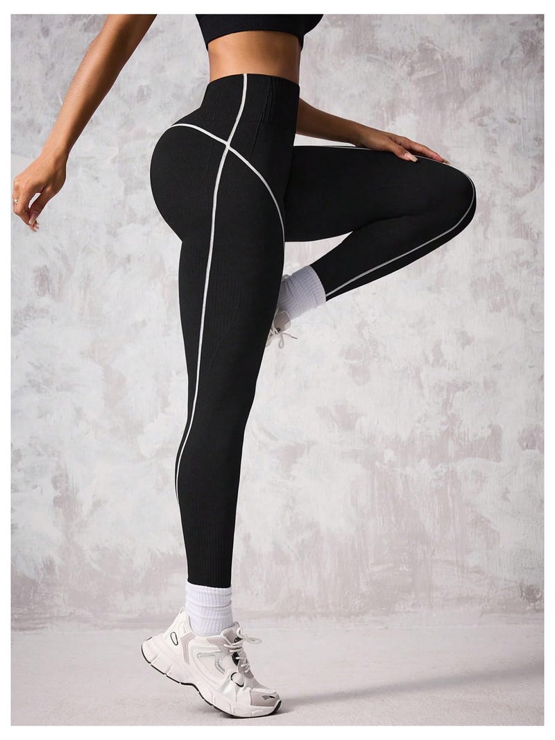 Verdusa Women's High Waisted Leggings Tummy Control Butt Lifting Workout Sports Skinny Pants Black Small - Image 3