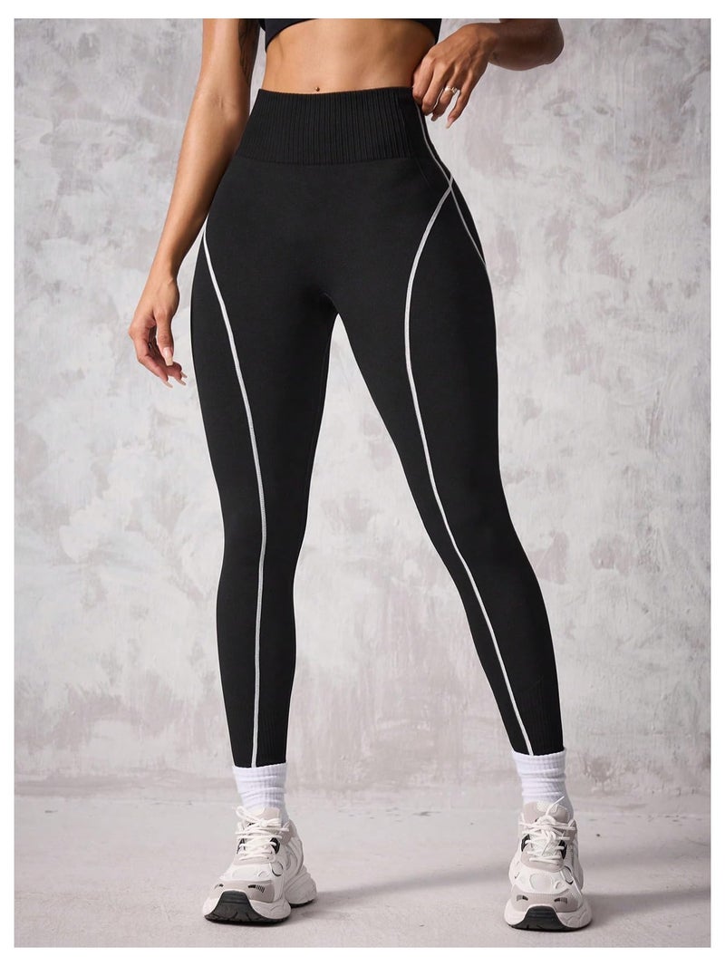 Verdusa Women's High Waisted Leggings Tummy Control Butt Lifting Workout Sports Skinny Pants Black Small - Image 4