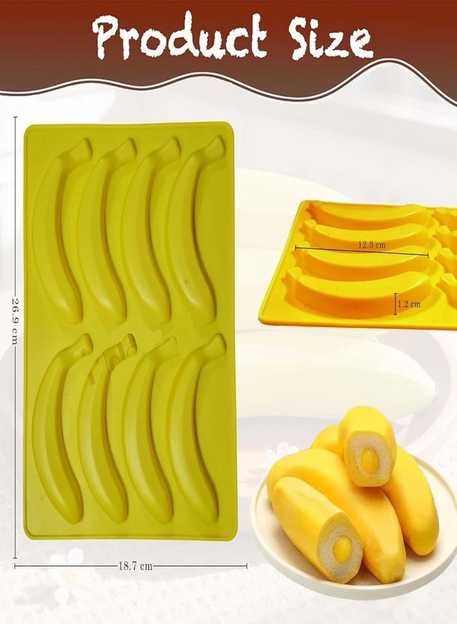 Skytail 8 Slot Banana Silicone Mold Fruit Candle Mould for Candle Making Cake Fondant Decorating Chocolate Candy Food Melts Dessert Pastry & Ice Cream Mold Soap Crafting Projects Fruit Pop Molds - Image 2