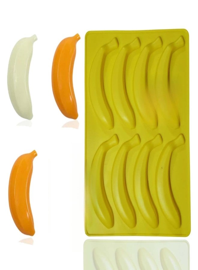 Skytail 8 Slot Banana Silicone Mold Fruit Candle Mould for Candle Making Cake Fondant Decorating Chocolate Candy Food Melts Dessert Pastry & Ice Cream Mold Soap Crafting Projects Fruit Pop Molds - Image 1