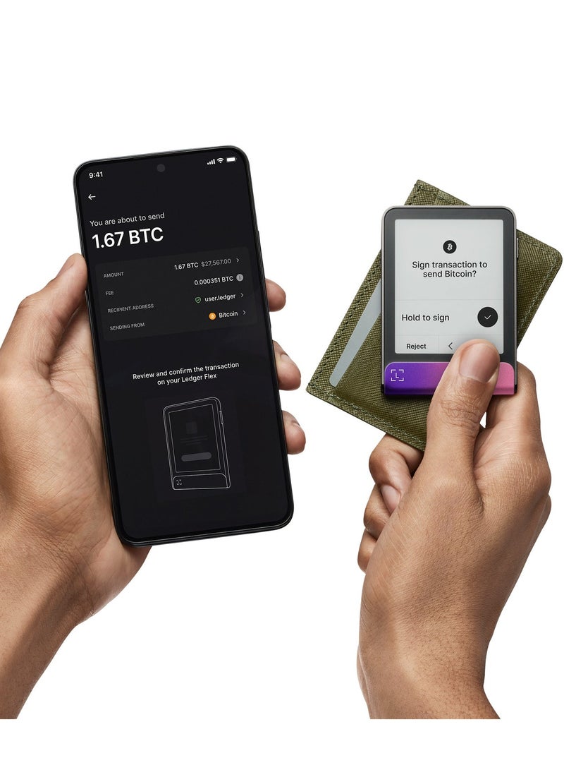 Ledger محفظة فليكس هاردوير | مكافأة بقيمة 70 دولار من ليدجر | شاشة تعمل باللمس 2.84" + مفتاح الاسترداد، أمان البيتكوين، أكثر محفظة تشفير أمانًا في العالم، اتصال بلوتوث، لنظامي iOS و Android - كرمزون ماجنتا - Image 3