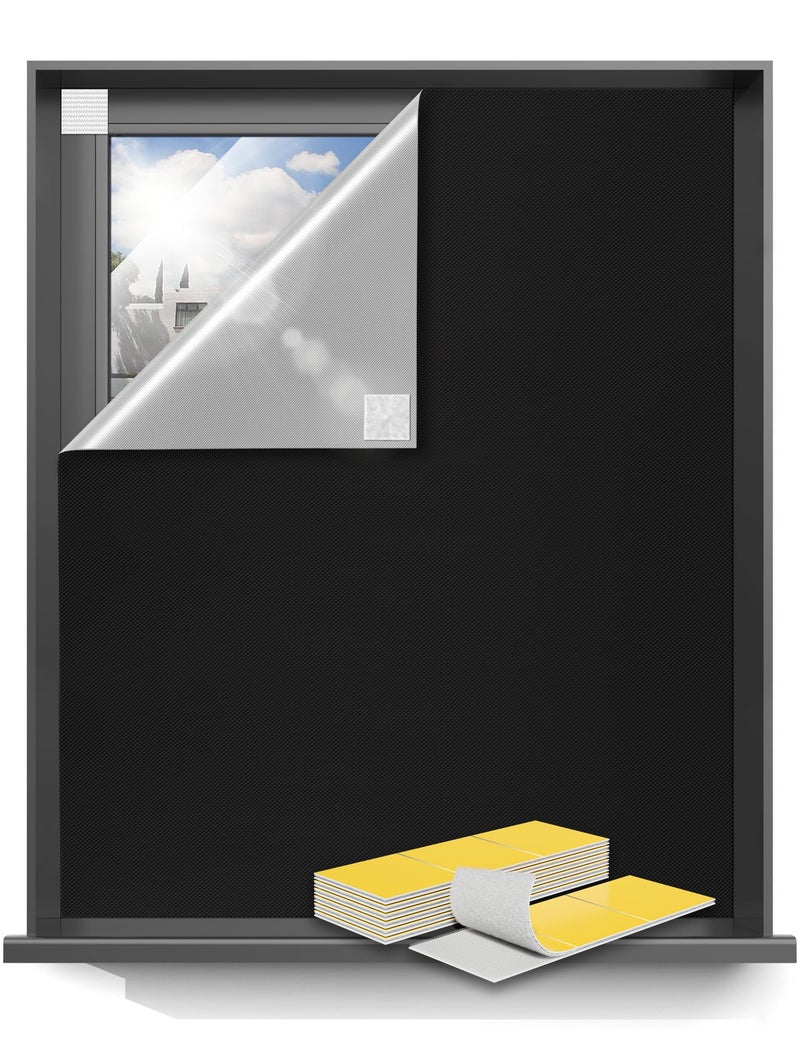 Sumobaby Blackout Curtains for Bedroom Portable 50"x57",No Drill Black Out Shades with Upgraded Hook&Loop Tapes,100% Blackout Window Cover,Easy to Cut Fit Blinds for Bedroom,Nursery(2 Panel,Black) - Image 1