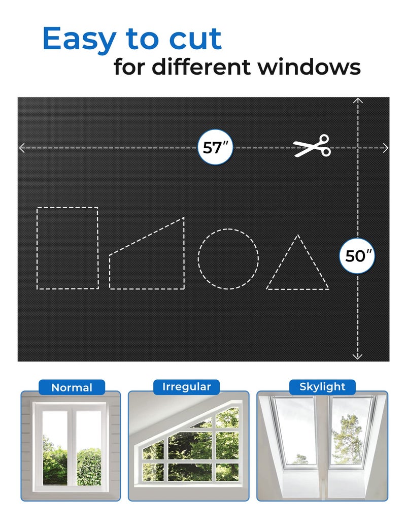 Sumobaby Blackout Curtains for Bedroom Portable 50"x57",No Drill Black Out Shades with Upgraded Hook&Loop Tapes,100% Blackout Window Cover,Easy to Cut Fit Blinds for Bedroom,Nursery(2 Panel,Black) - Image 4