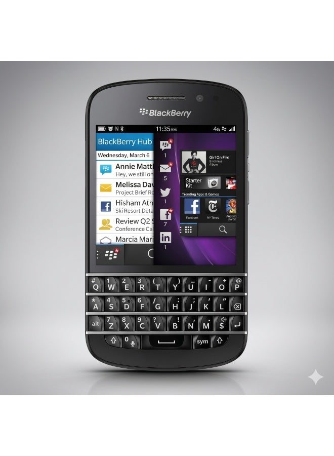 بلاك بيري Q10 هاتف ذكي 16 جيجابايت مع لوحة مفاتيح QWERTY - أسود - Image 1