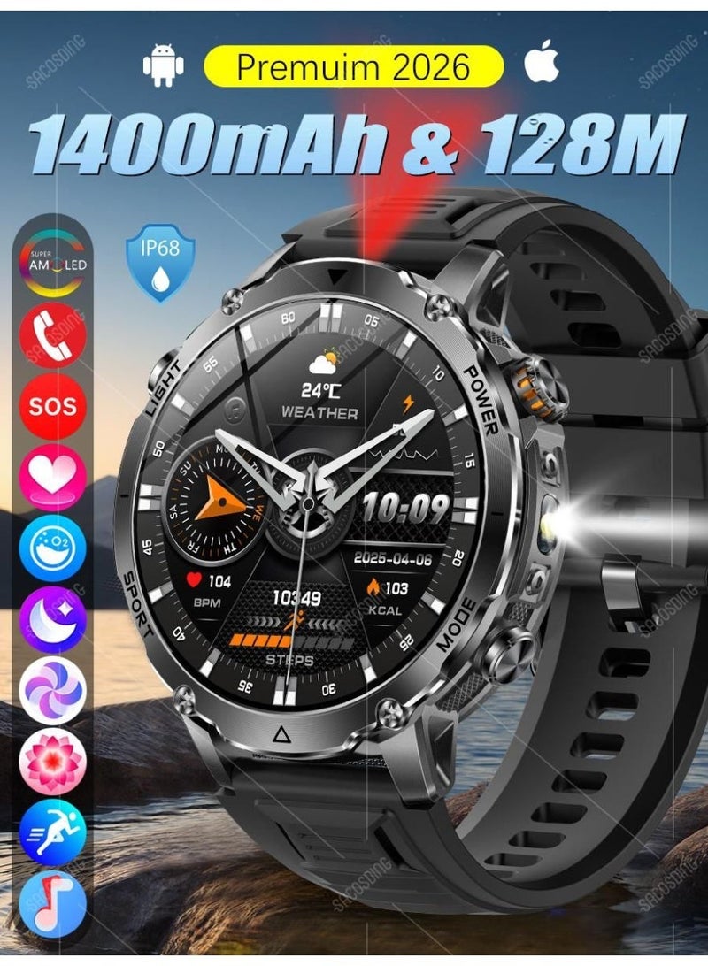 Military Smart Watch for Men Women (Answer/Make Call), 1.7" Amoled Touch screen Fitness Tracker, 120+ Sport Modes, Fitness Watch with Heart Rate/Sleep Monitor/Step - Image 1