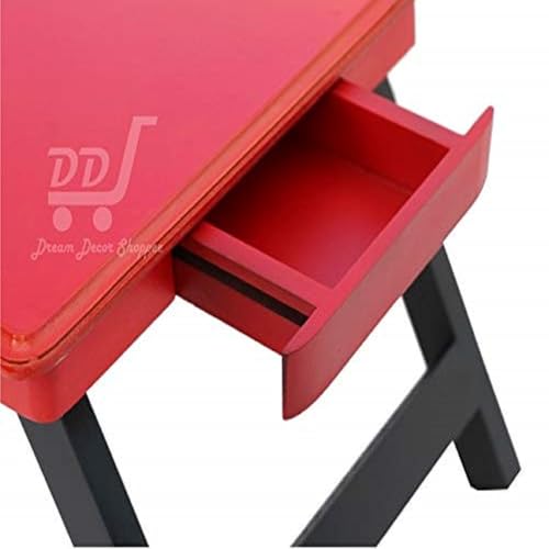 DDS Dream Decor Shoppee Wood Portable Laptop Table Adjustable Height With 1 Drawer (Red) - Image 2
