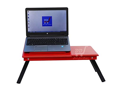 DDS Dream Decor Shoppee Wood Portable Laptop Table Adjustable Height With 1 Drawer (Red) - Image 3