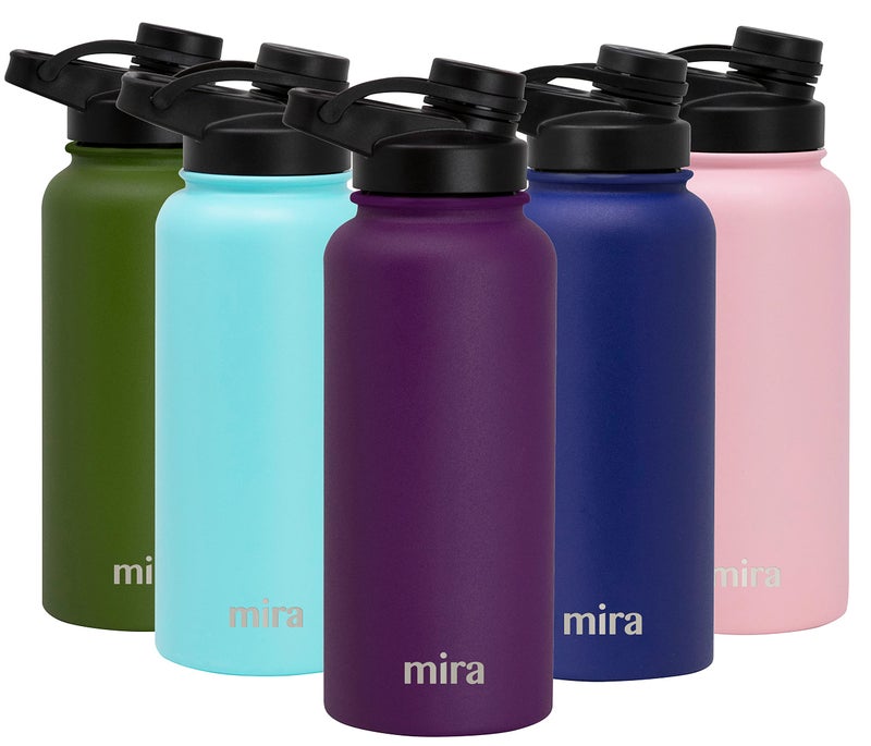 MIRA 32 oz Insulated Sports Bottle  Stainless Steel Temperature Control Thermos  EasyDrink Spout 24Hr Cold12Hr Hot  Iris