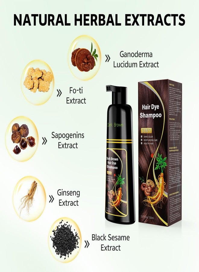 JUANCHI Dark Brown Hair Dye Shampoo 3 in 1, 150ML Hair Dye Shampoo for Women Men - Image 3