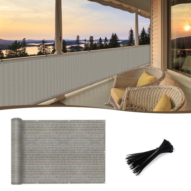 SUNNY GUARD 2.5/2.6/3/3.3/4/5/6/8 Balcony Privacy Screen Fence, Apartments Railing, Heavy Duty Wind Block Screen for Outdoor,Porch,Patio,Deck Privacy,3'x10' Brown-Greyï¼ˆWe Make Custom Sizesï¼‰ - Image 1